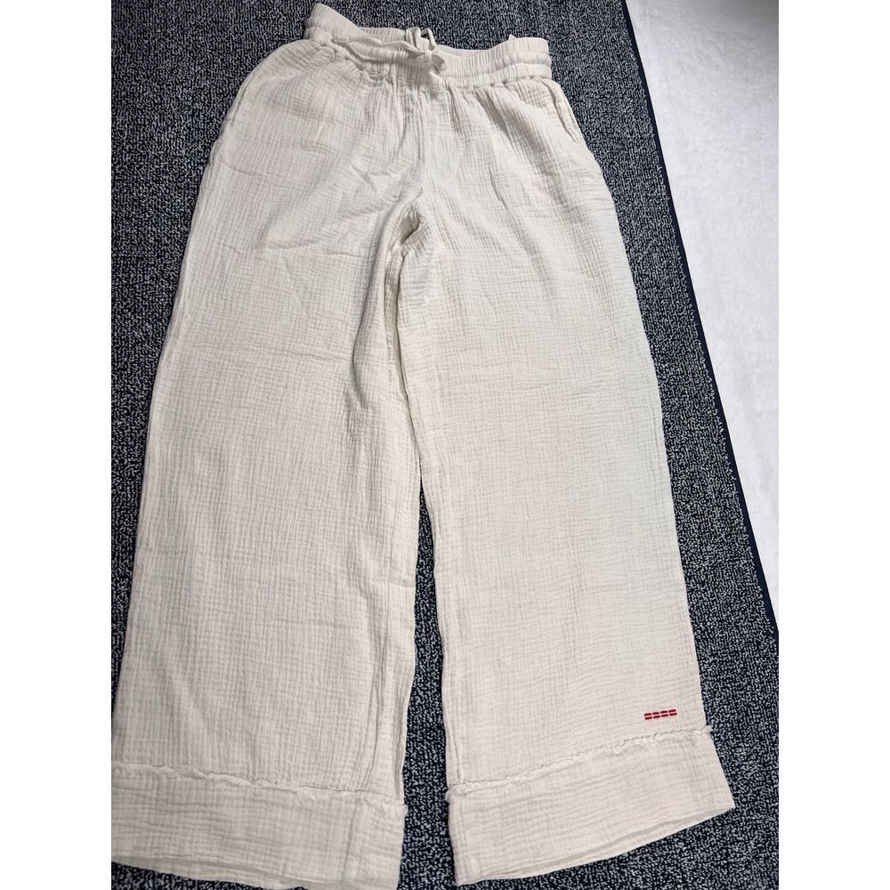 Peace Love‎ World Gauze Wide Leg Pants Ivory Cotton Drawstring XXS
